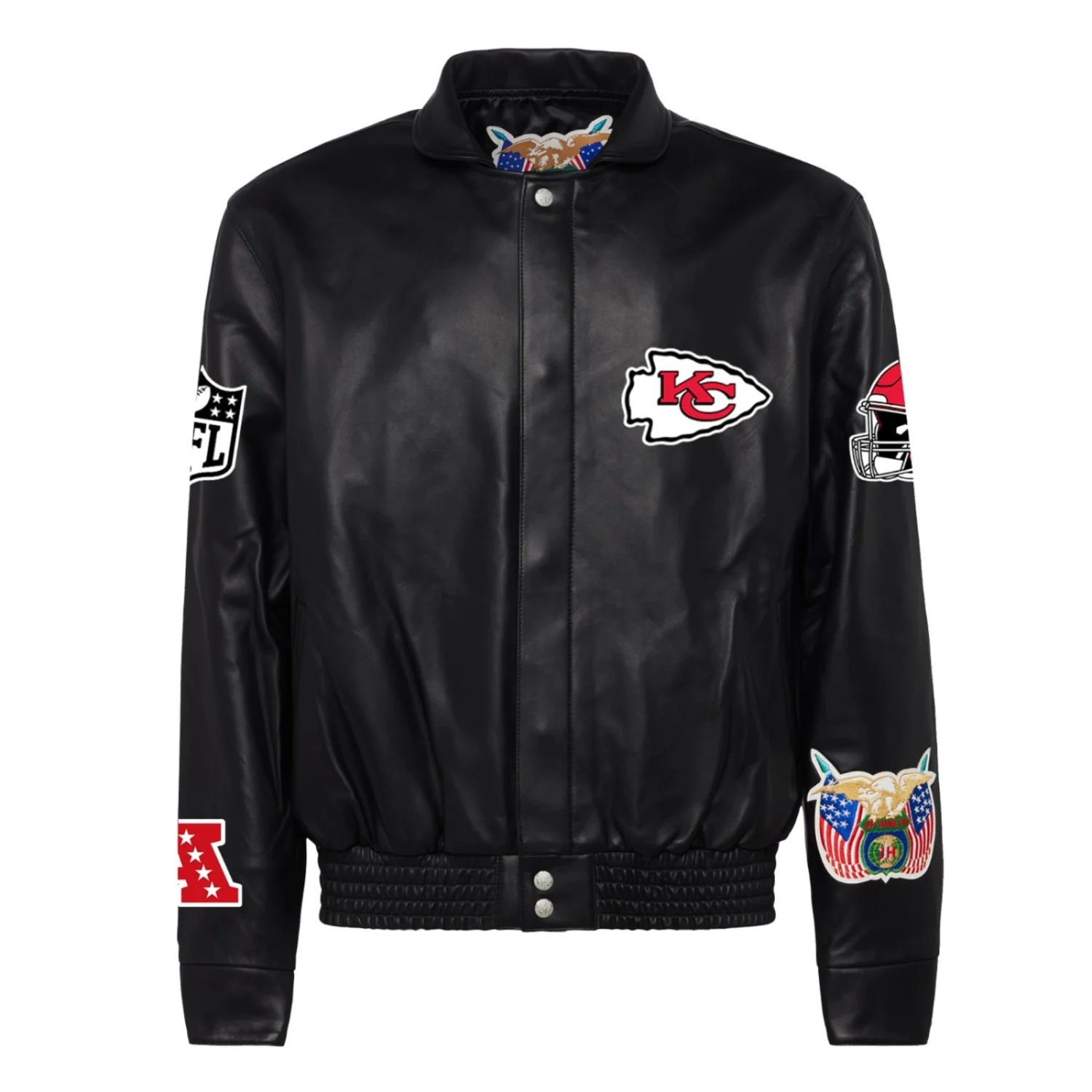 Kansas City Chiefs Jeff Hamilton Full Snap Black Leather Jacket team jacket 1