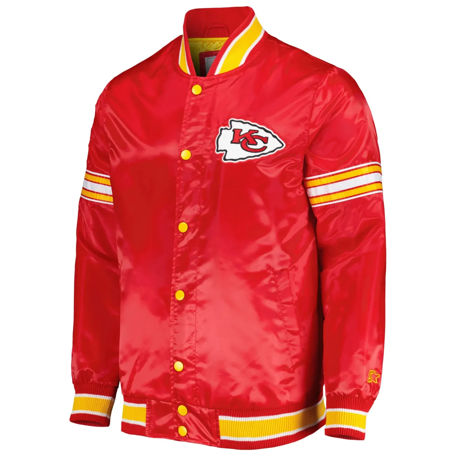 Kansas City Chiefs Starter Midfield Full Snap Satin Red Varsity Jacket team jacket 1