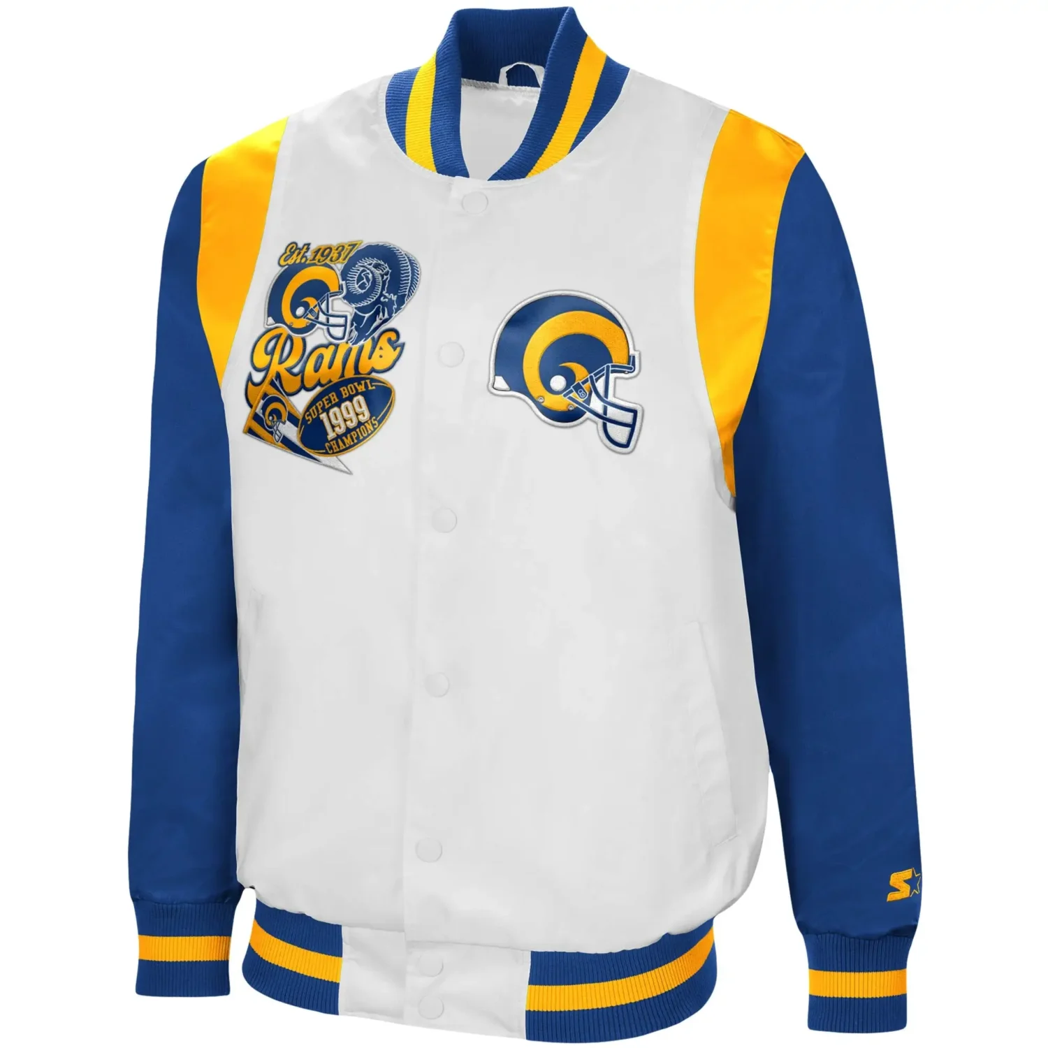 Los Angeles Rams Hometown White Navy Varsity Jacket 4