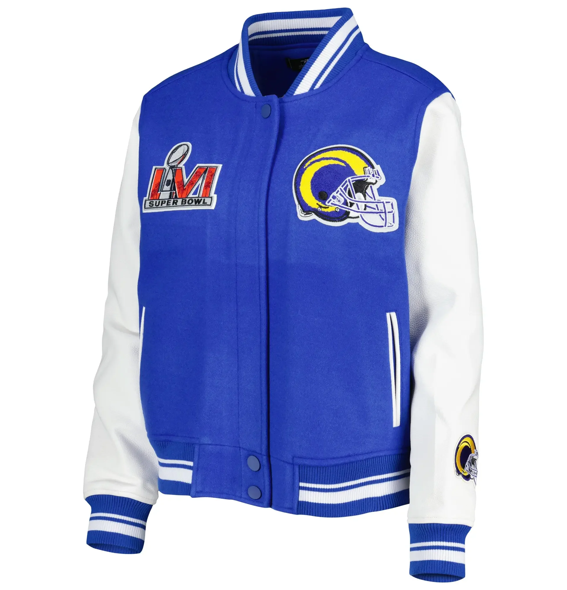 Los Angeles Rams Mash Up Super Bowl Varsity Jacket 1