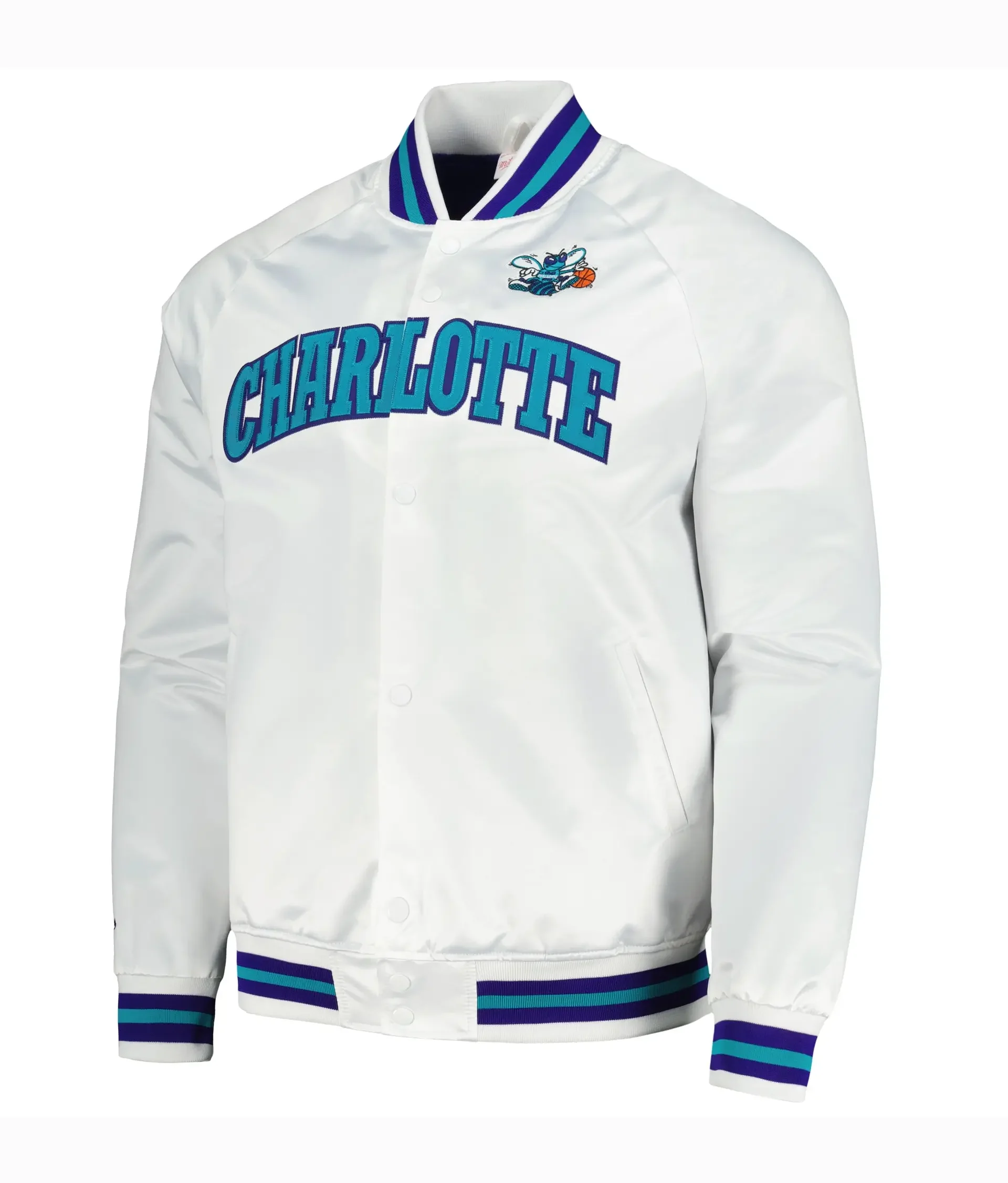 Mens Charlotte Hornets Classics White Varsity Jacket Team jacket 1