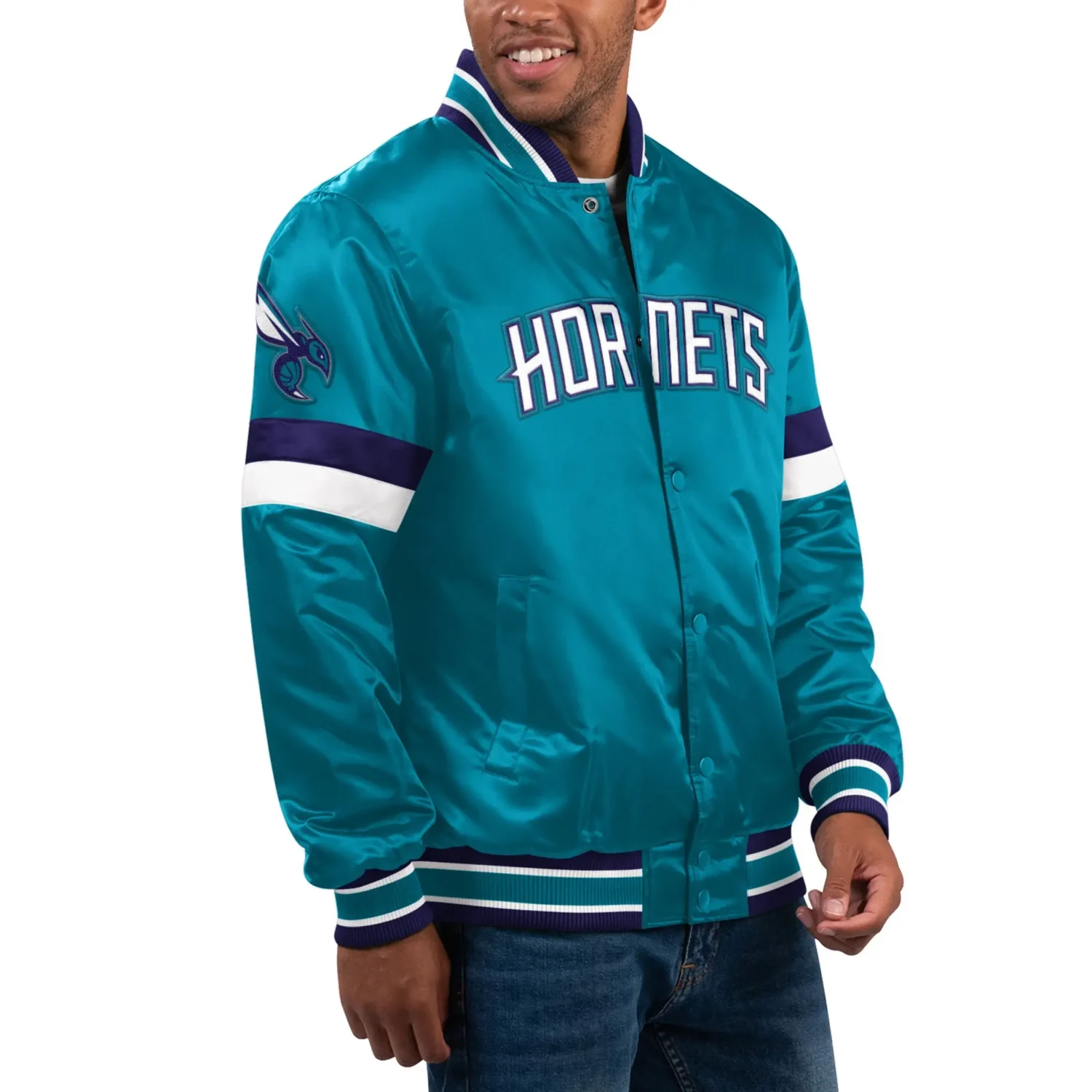 Mens Starter Teal Charlotte Hornets Varsity Jacket team jacket 1