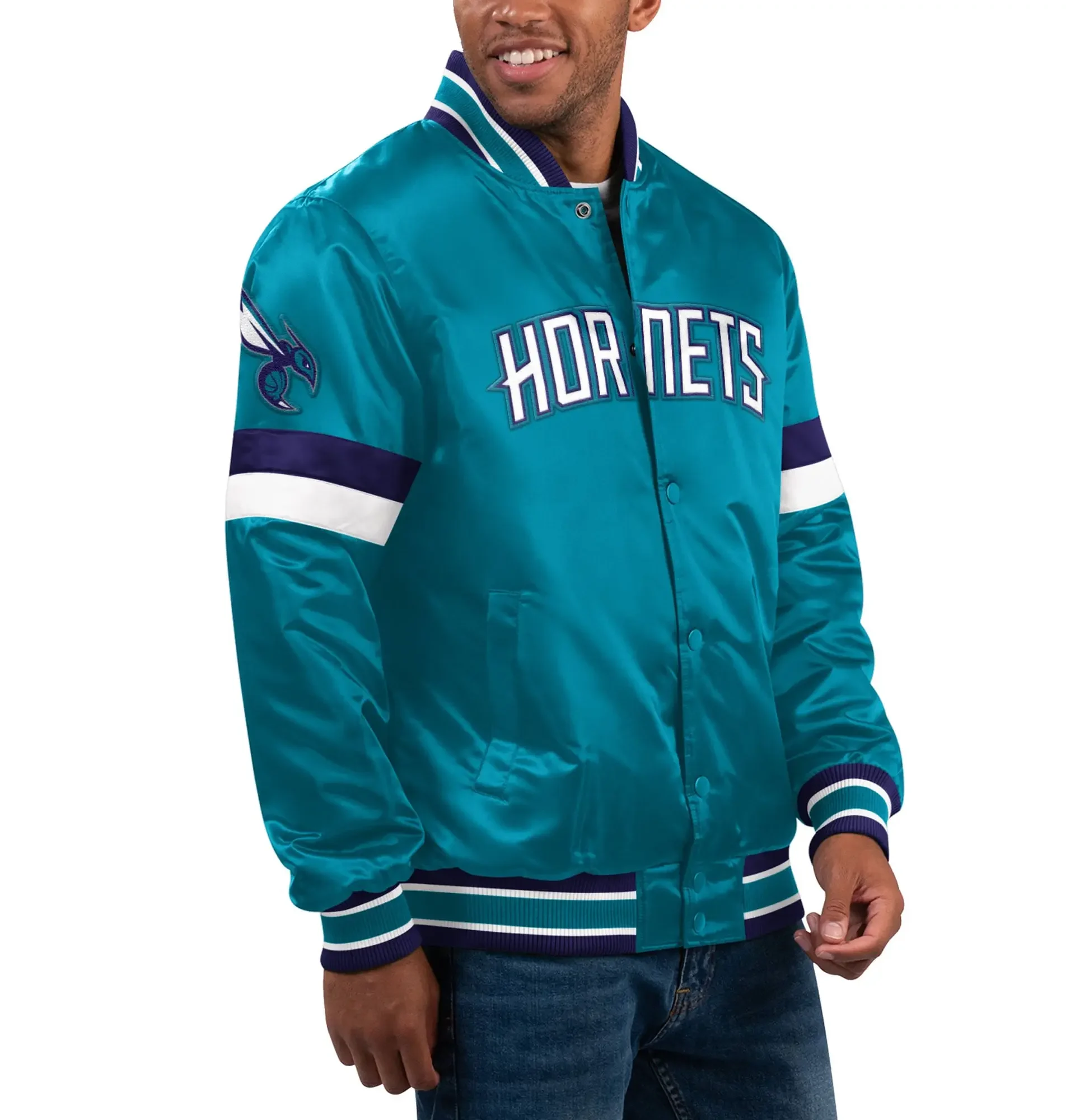 Mens Starter Teal Charlotte Hornets Varsity Jacket team jacket 1