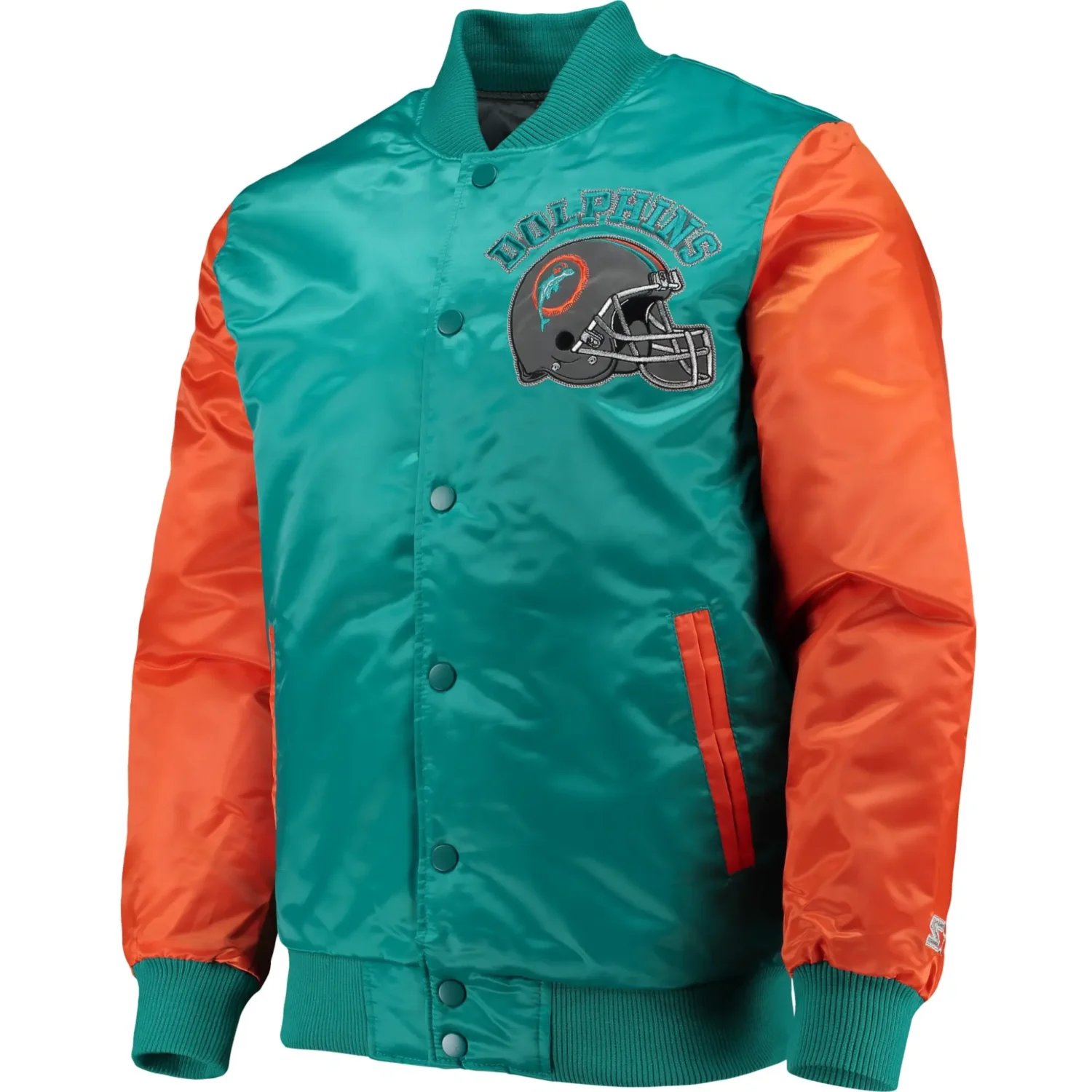 Miami Dolphins Classic Vintage Satin Varsity Jacket With Logo TeamJacketShop