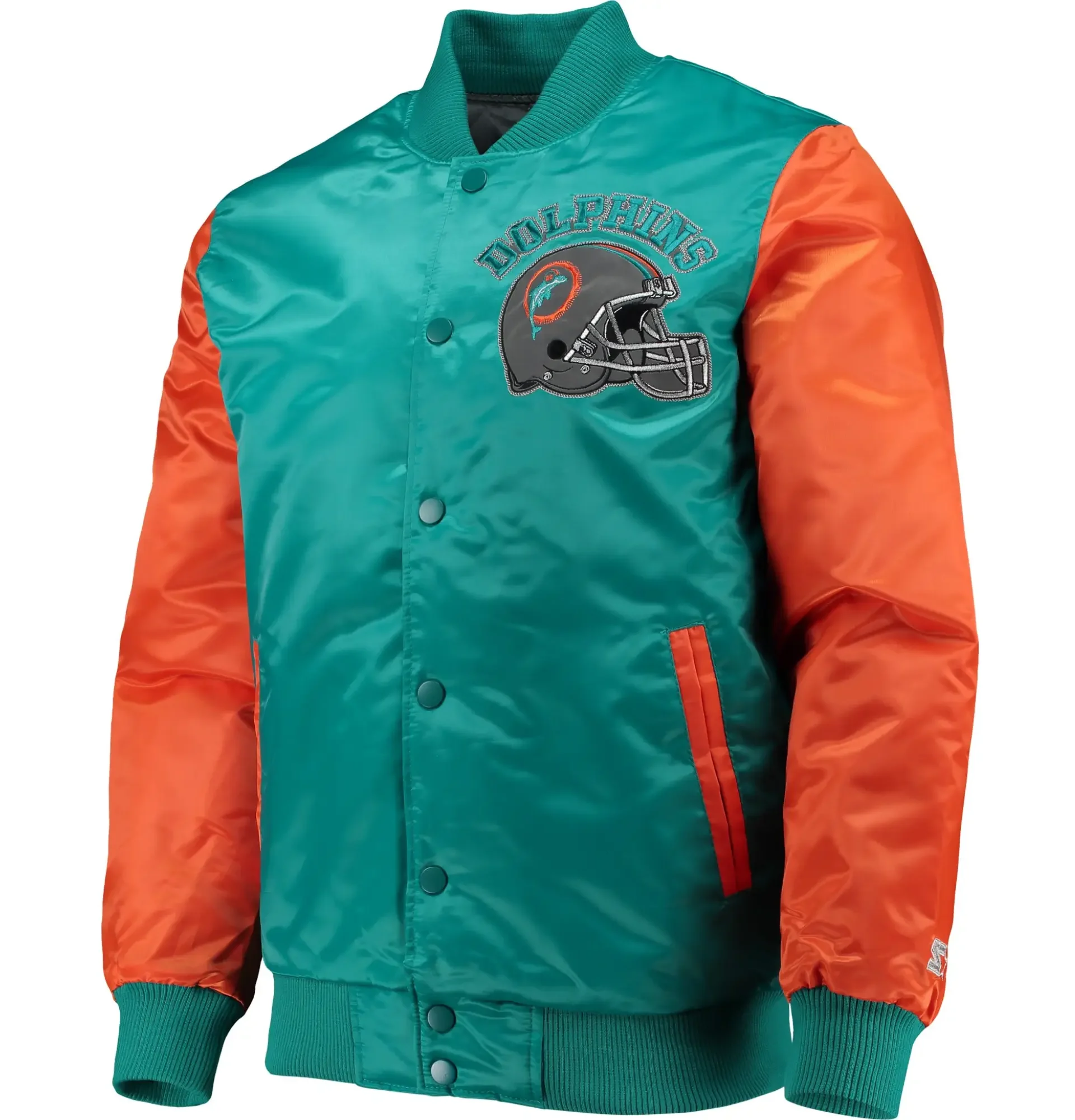 Miami Dolphins Classic Vintage Satin Varsity Jacket With Logo TeamJacketShop