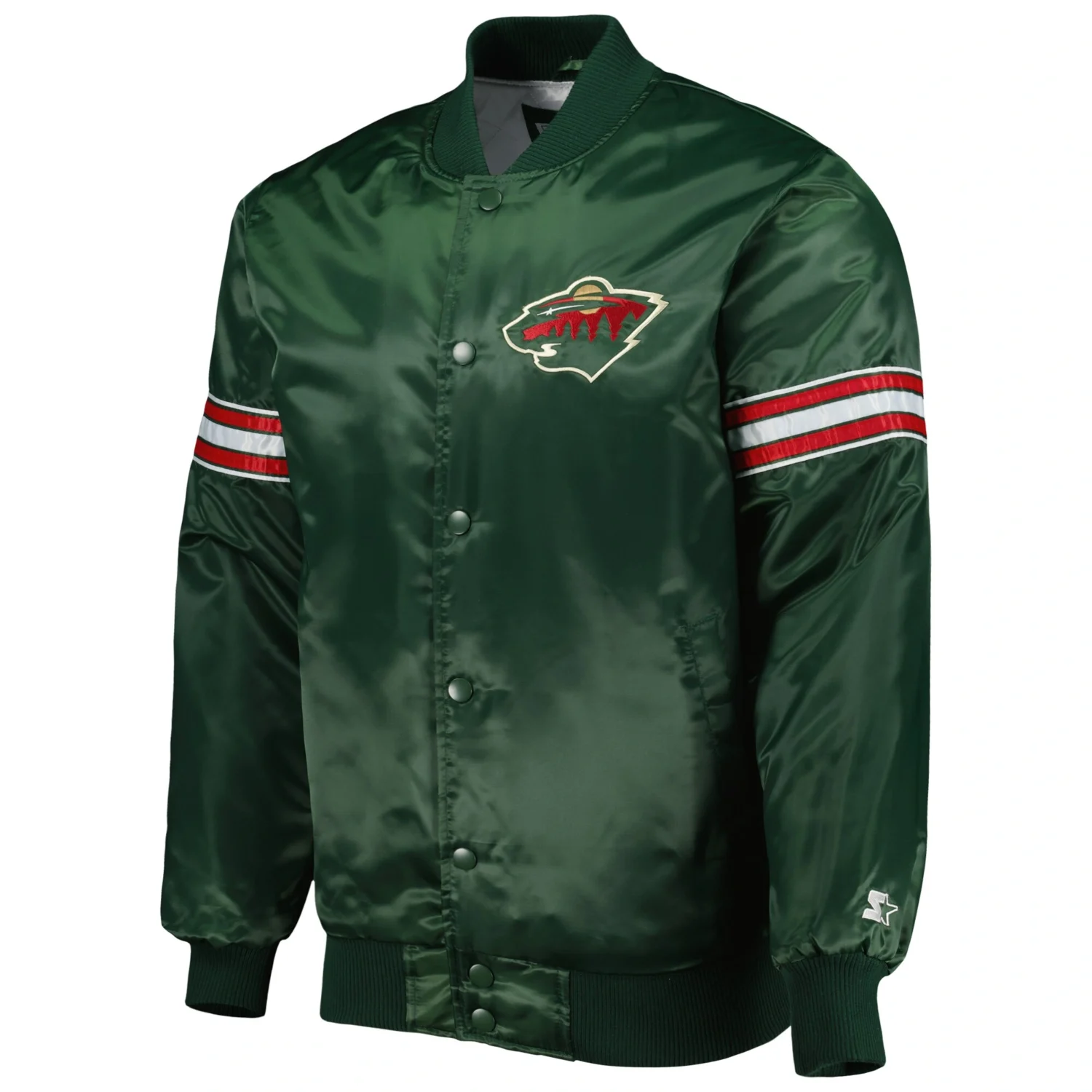 Minnesota Wild Starter Pick Roll Green Satin Varsity Team Jacket