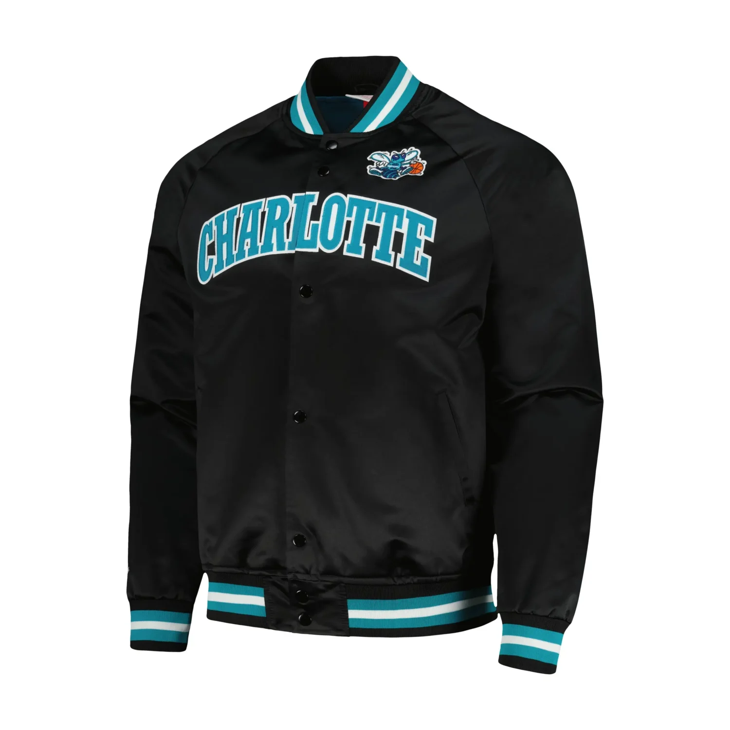 NBA Mens Charlotte Hornets Black Hardwood Classics Varsity Jacket team jacket 1