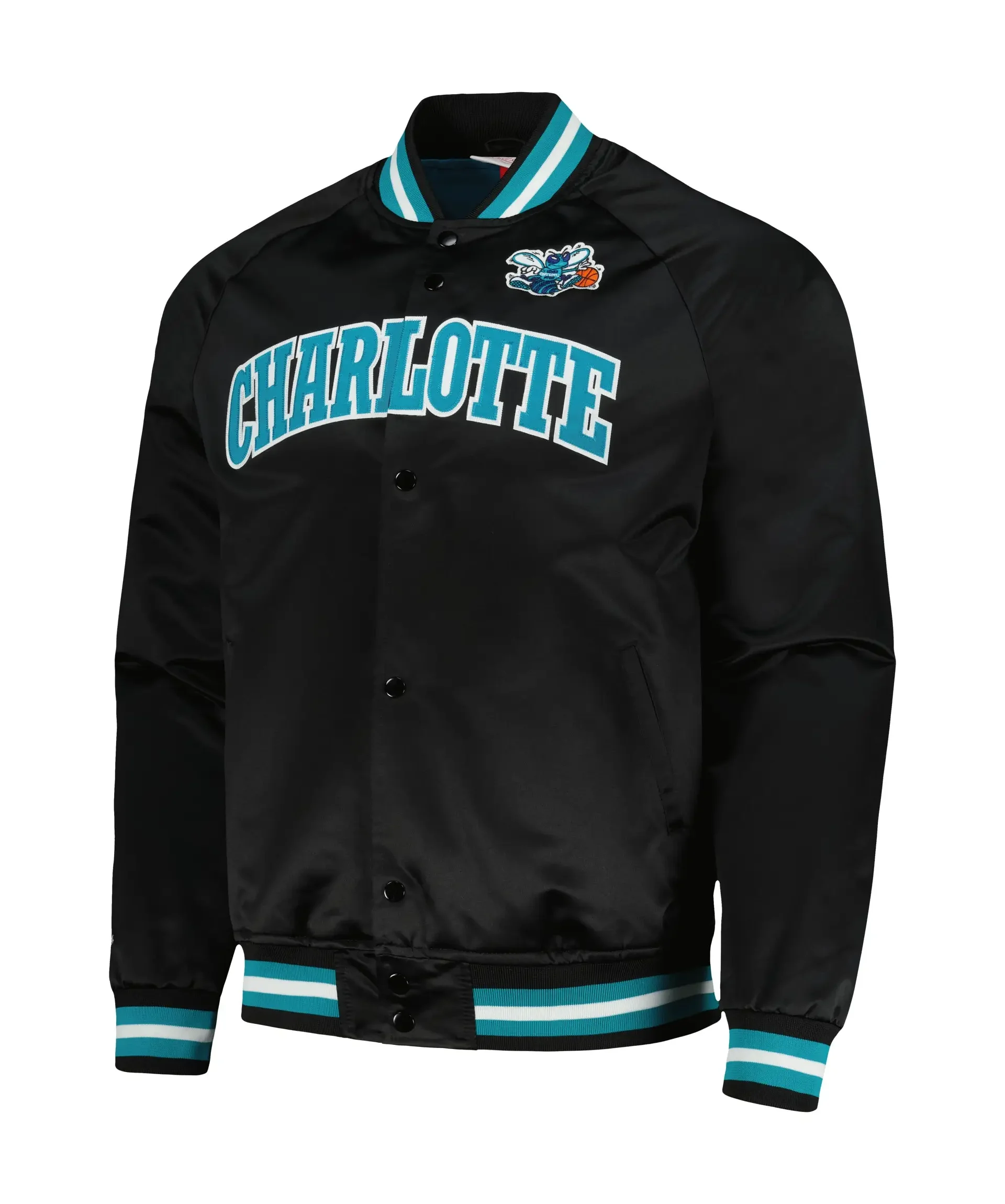 NBA Mens Charlotte Hornets Black Hardwood Classics Varsity Jacket team jacket 1