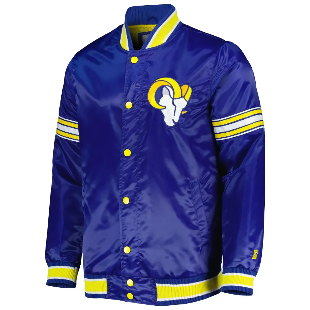 NFL Los Angeles Rams Starter Midfield Satin Full Snap Varsity Jacket 1