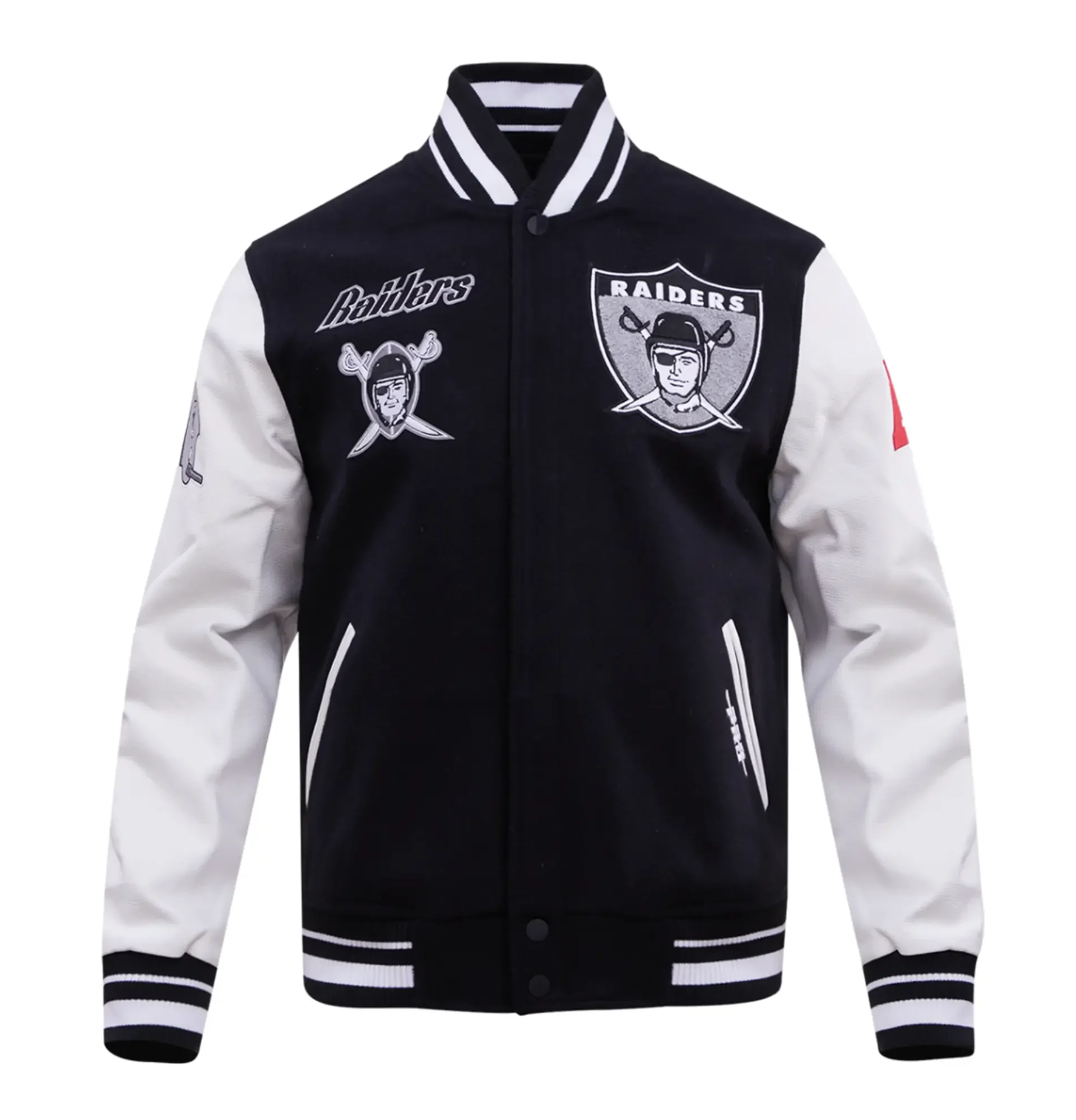 NFL Los Vegas Raiders Pro Standard Logo Classic Black White Varsity Jacket team jacket 1