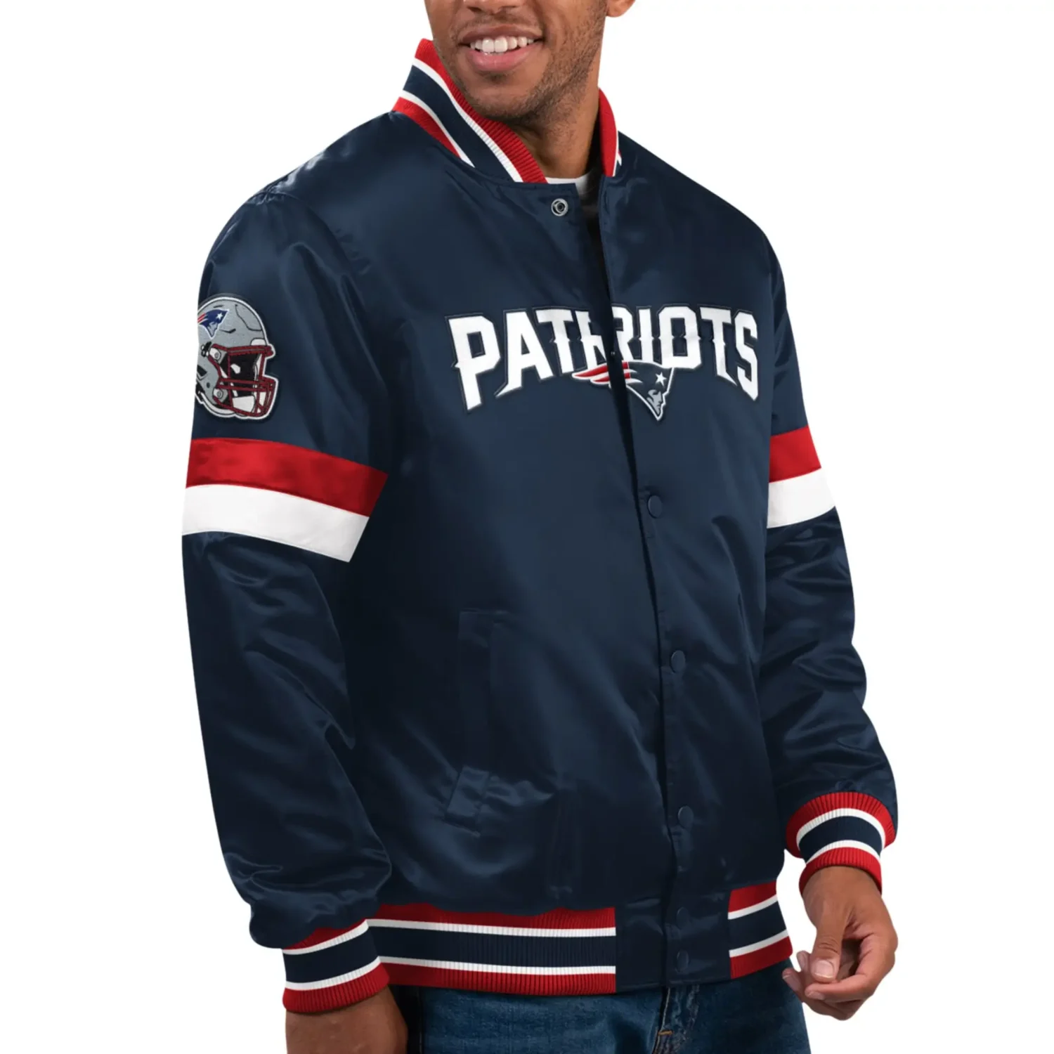 New England Patriots Classic Rib Satin Varsity Jacket TeamJacketShop