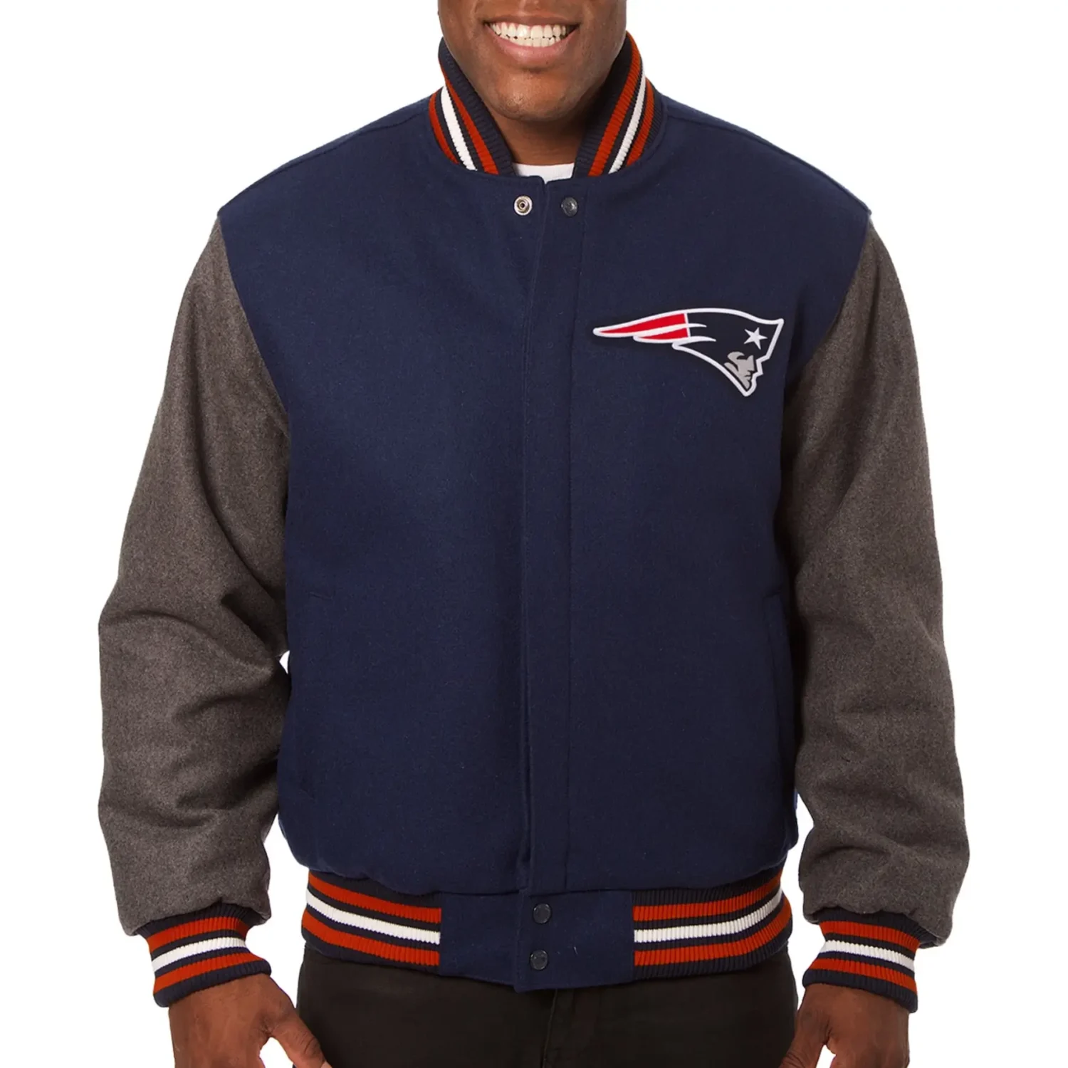 New England Patriots Classic Rib Wool Varsity Jacket TeamJcketShop