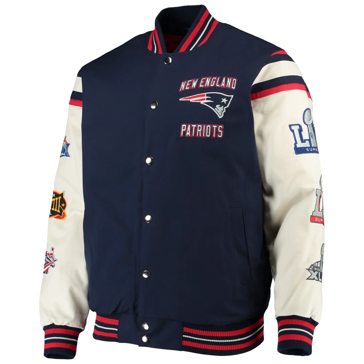 New England Patriots G III Sports by Carl Banks Satin Varsity Jacket TeamJacketShop