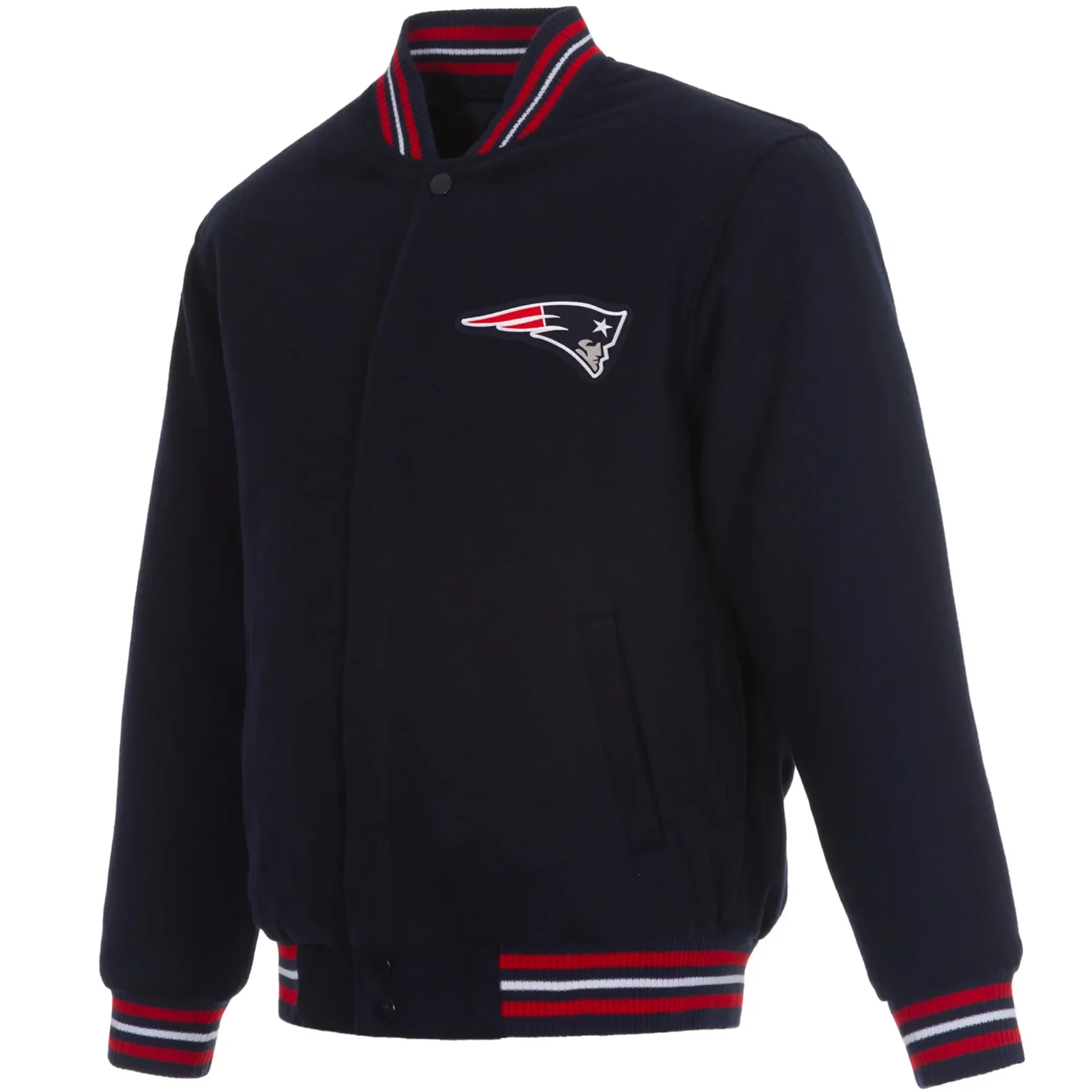 New England Patriots Navy Wool Varsity Jacket TeamJacketShop