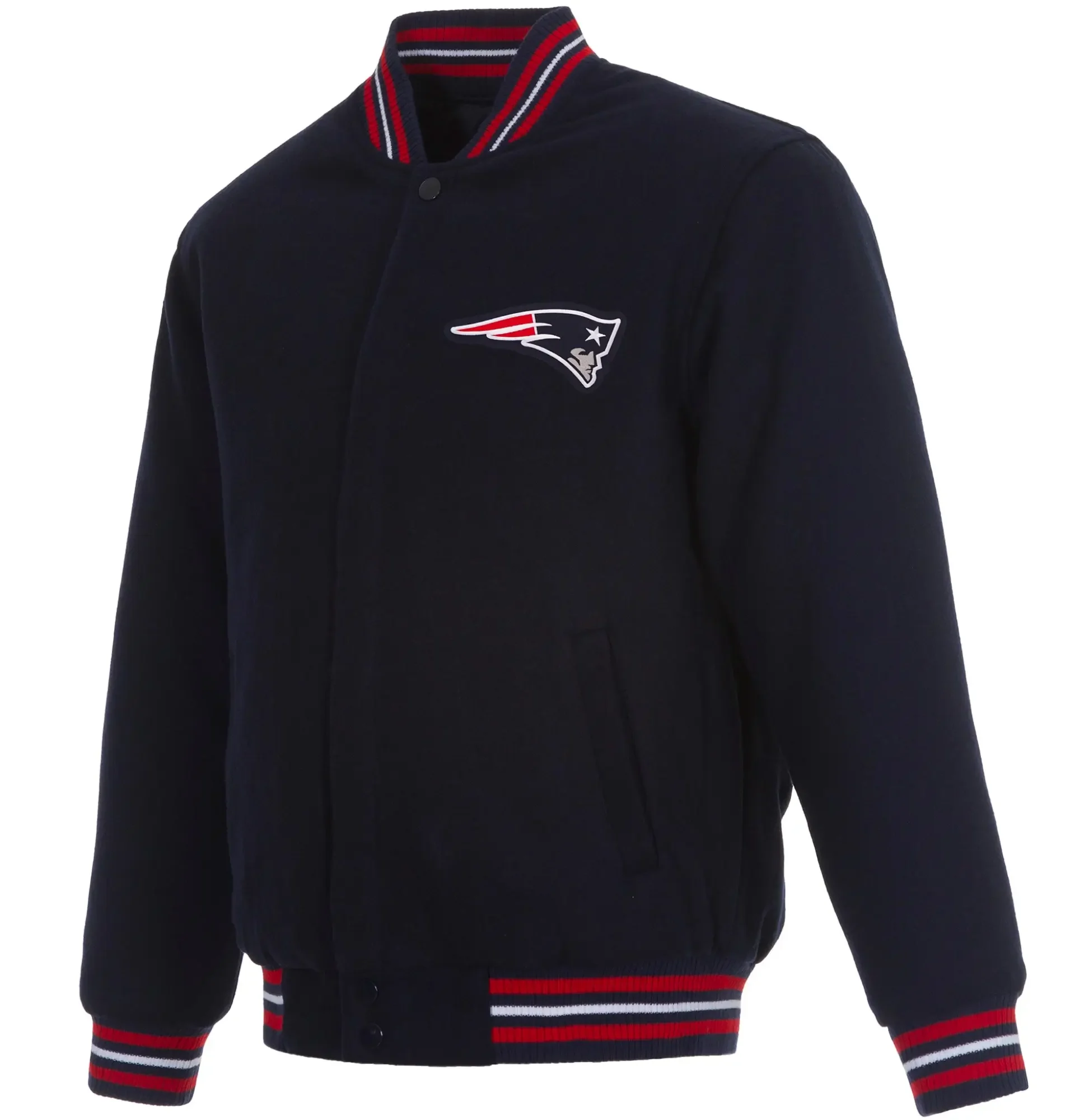 New England Patriots Navy Wool Varsity Jacket TeamJacketShop