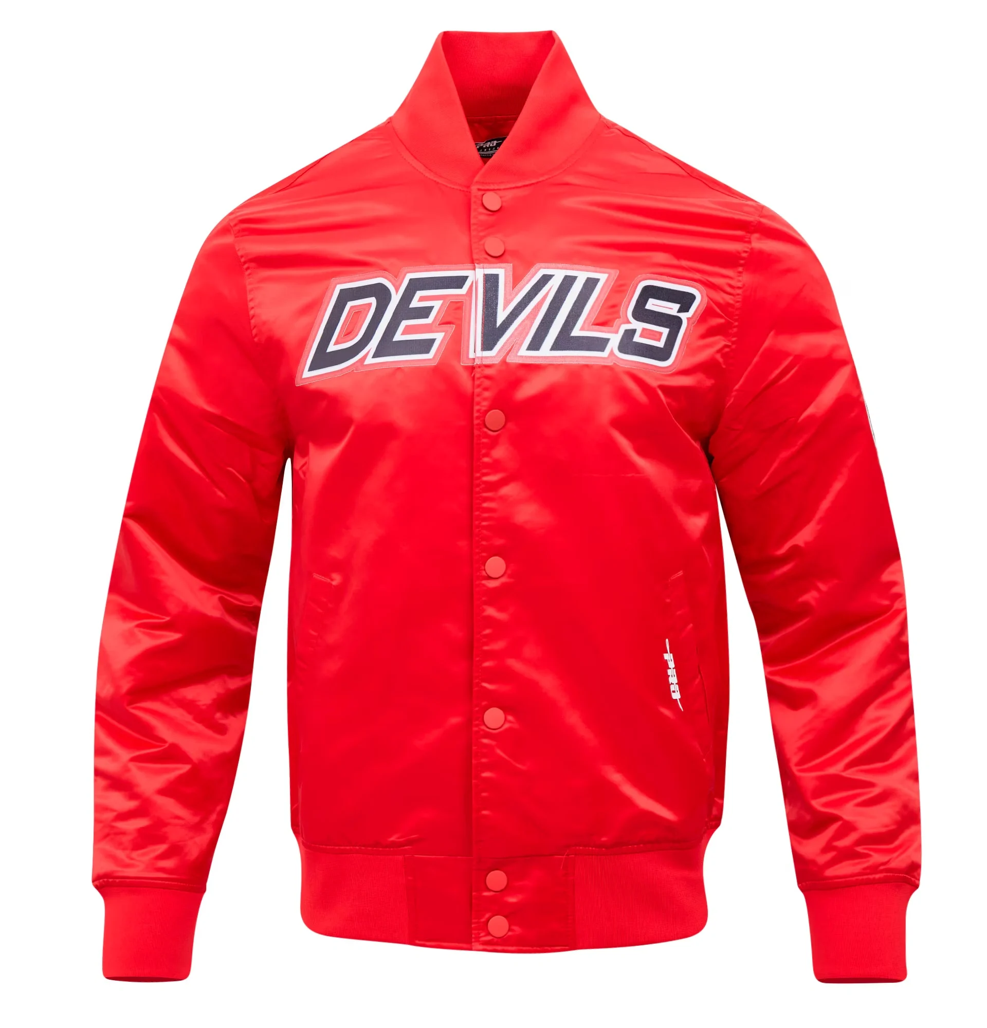 New Jersey Devils Pro Standard Classic Red Satin Varsity Jacket team jacket 1