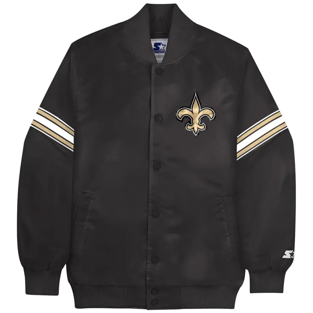 New Orleans Saints Classic Vintage Satin Varsity Jacket 1 1