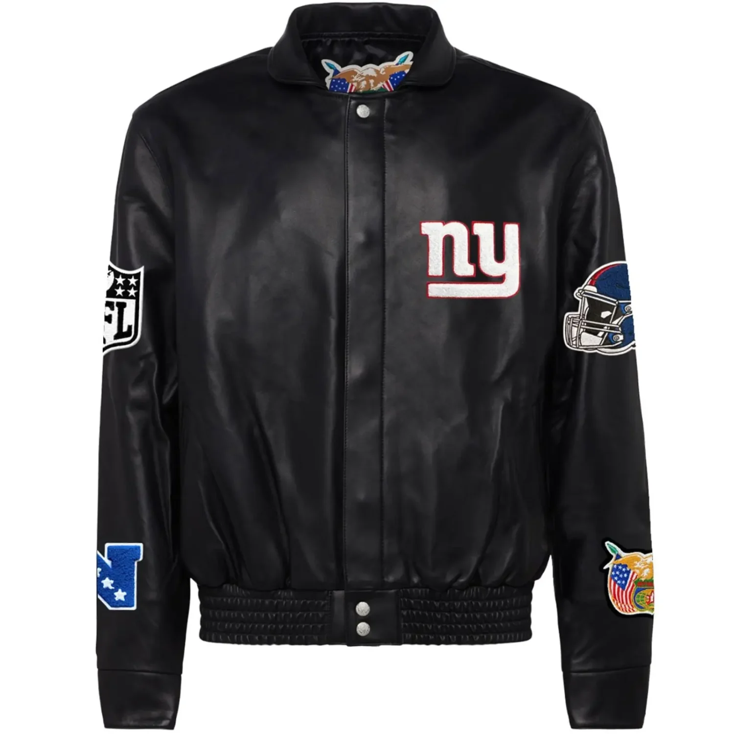 New York Giants Jeff Hamilton Black Leather Varsity Jacket team jacket 1