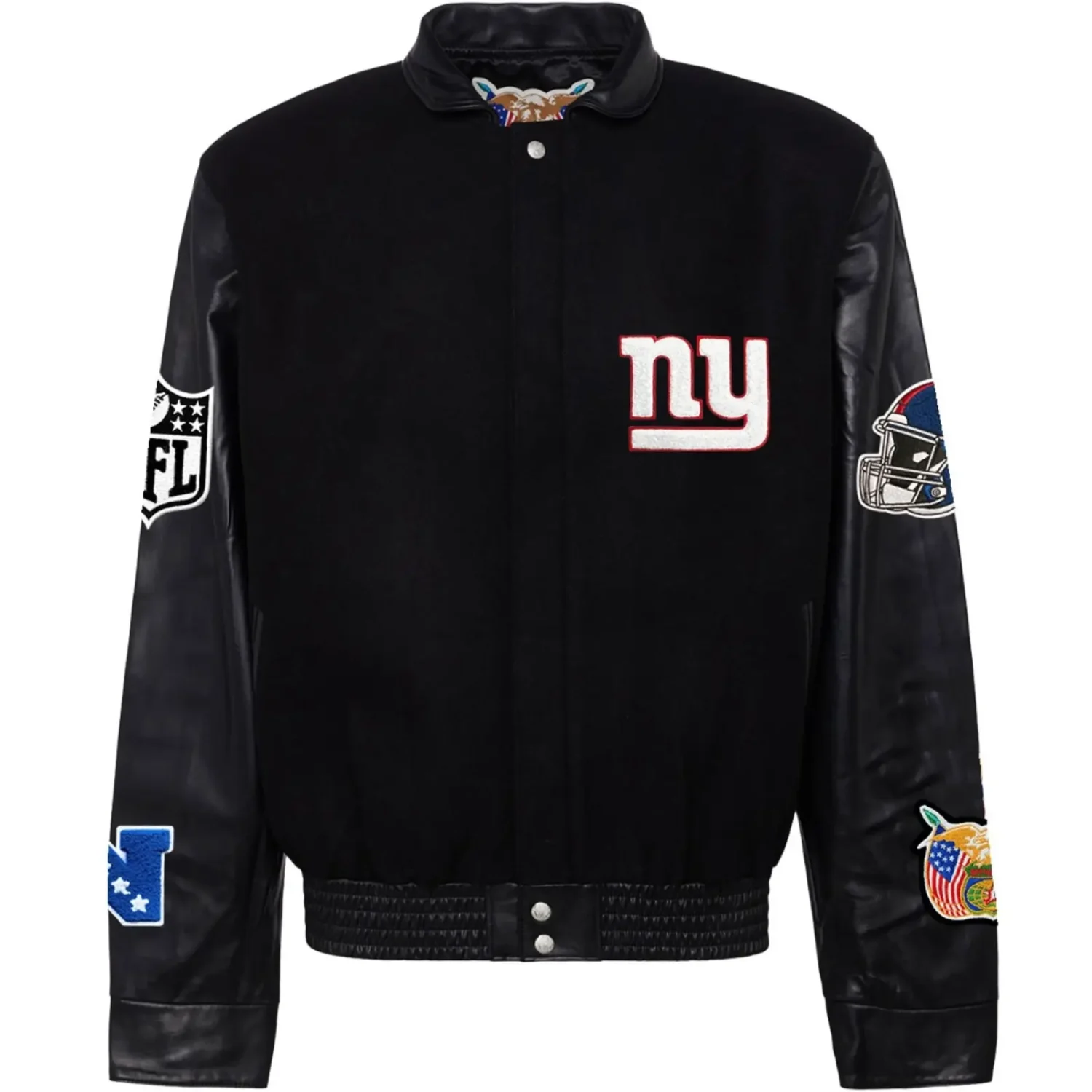 New York Giants Jeff Hamilton Black Wool Leather Varsity Jacket team jacket 1