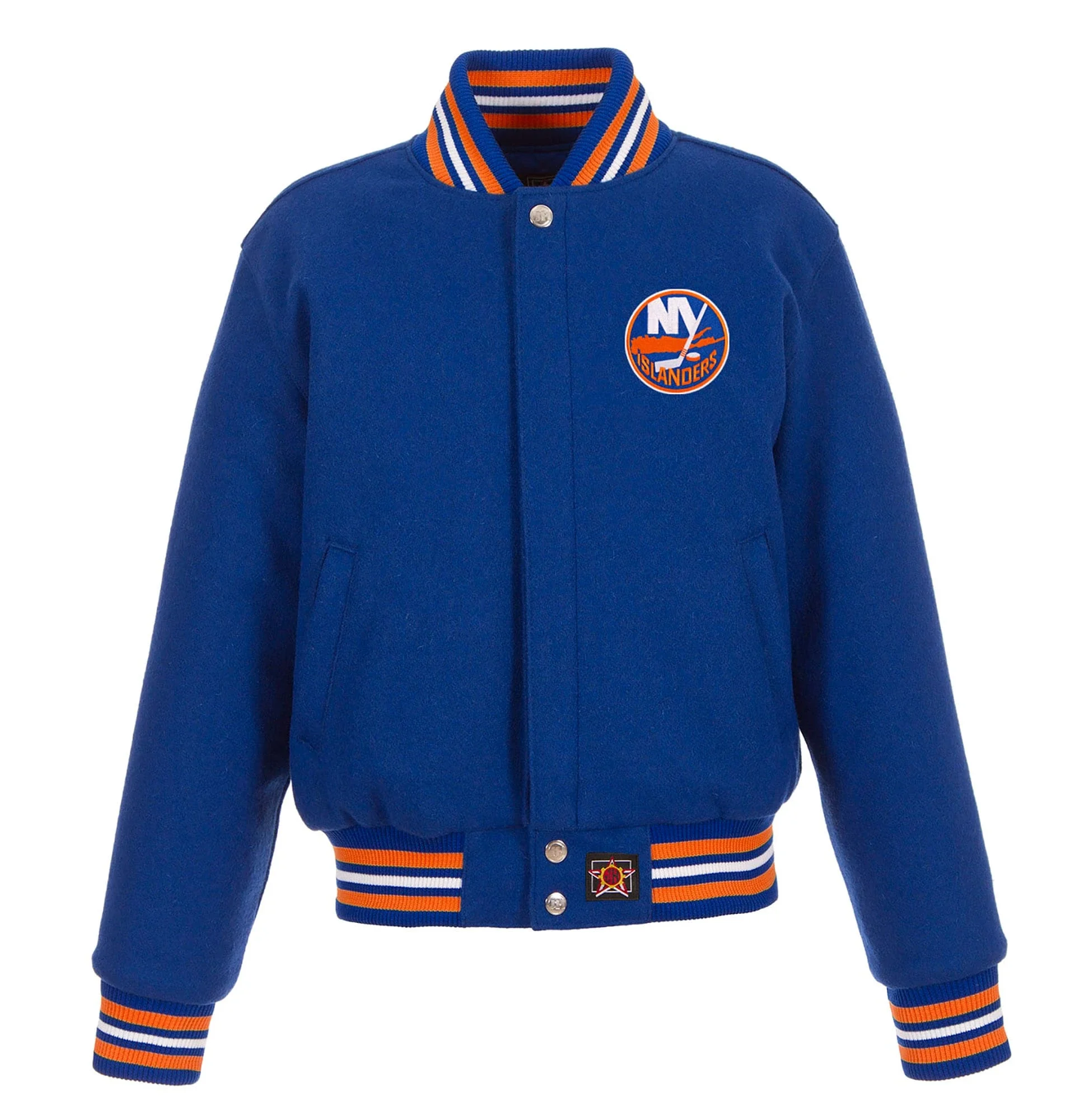 New York Islanders Domestic Embroidered Royal Blue Wool Varsity Team Jacket 1