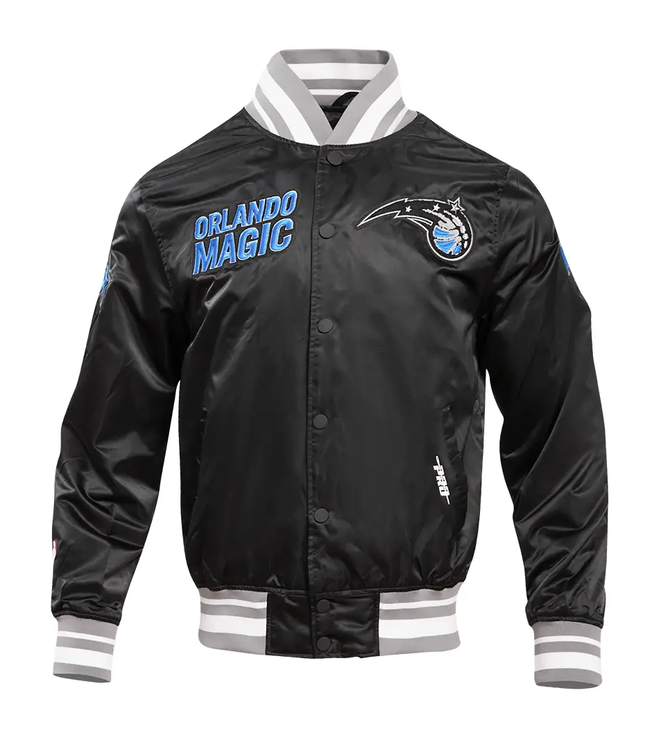 Orlando Magic Retro Classic Black Satin Varsity Jacket 1