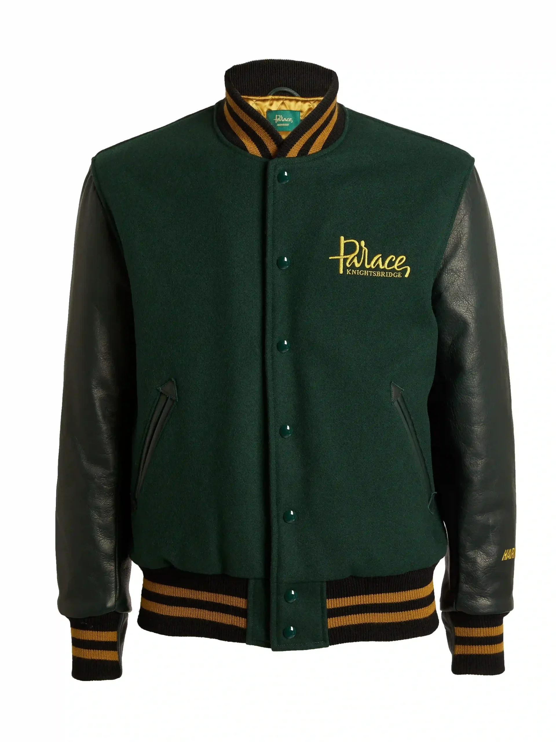 Palace x Harrods Golden Bear Green Black Varsity team jacket