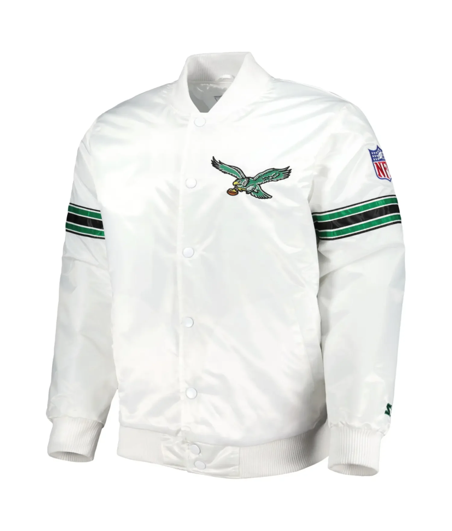 Philadelphia Eagles Starter The Power Forward Full Snap White Varsity Jacket team jacket 1