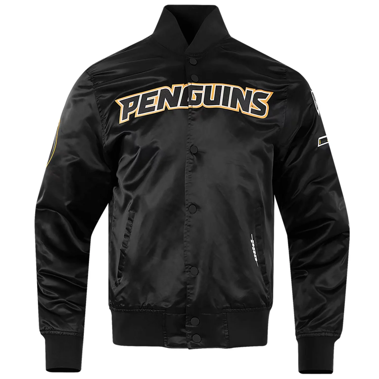 Pittsburgh Penguins Pro Standard Classic Black Satin Varsity Team Jacket 1