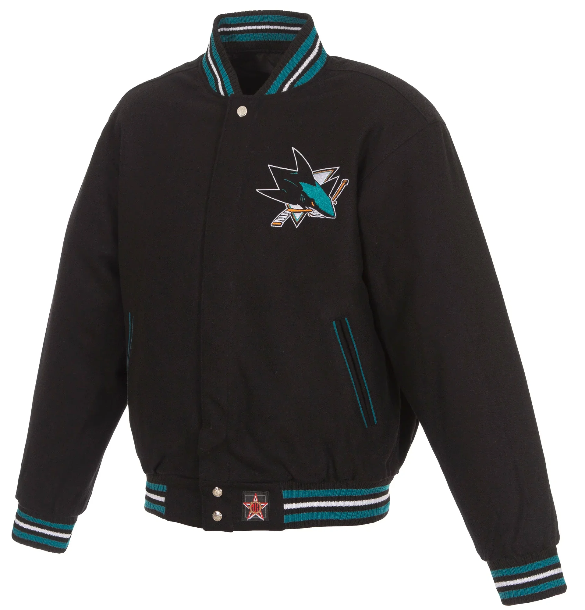 San-Jose-Sharks-Reversible-BlackTeal-Wool-Varsity-Jacket-TeamJacketShop