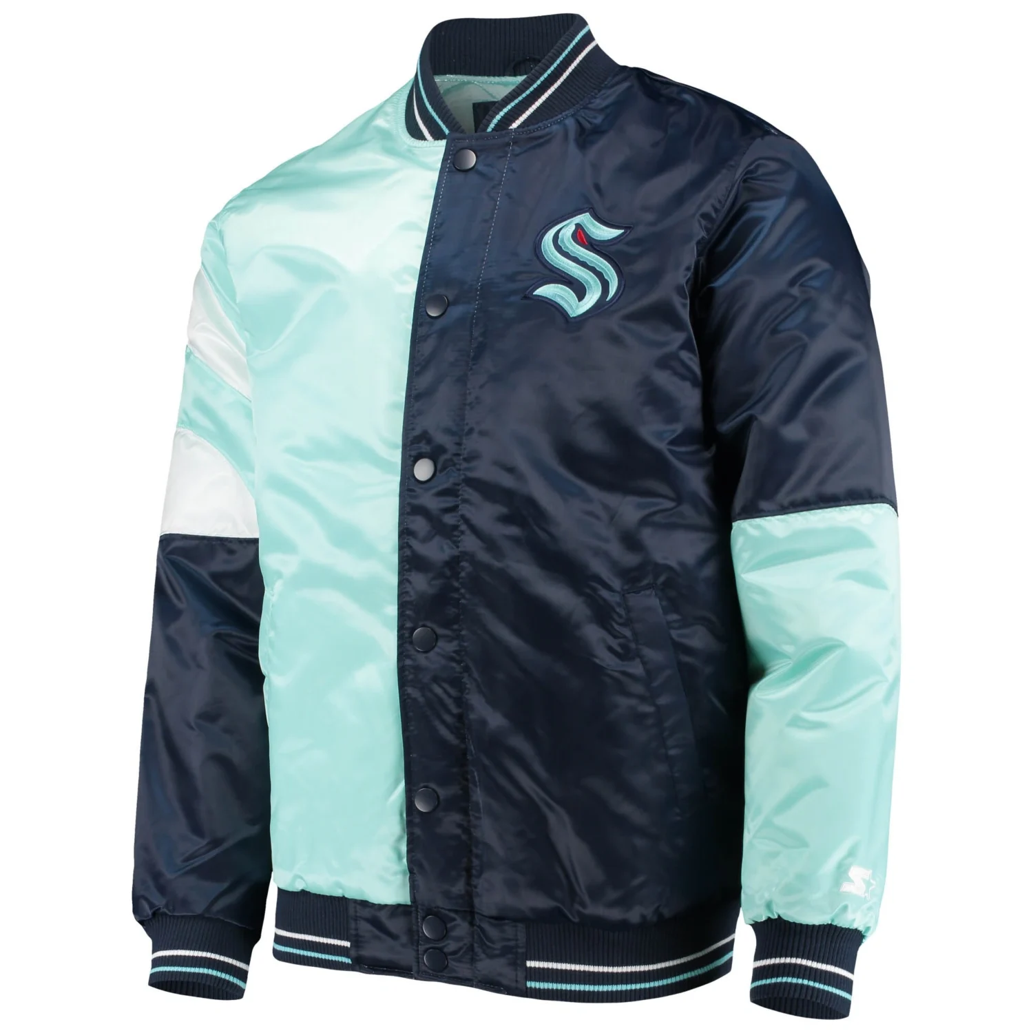 Seattle-Kraken-Starter-NavyLight-Blue-The-Leader-Varsity-Satin-Varsity-Jacket-TeamJacketShop