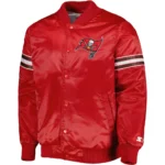 Tampa Bay Buccaneers Red Pick and Roll Satin Varsity Red Jacket