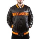 Tampa Bay Buccaneers Vintage Full Snap Satin Varsity Black Jacket