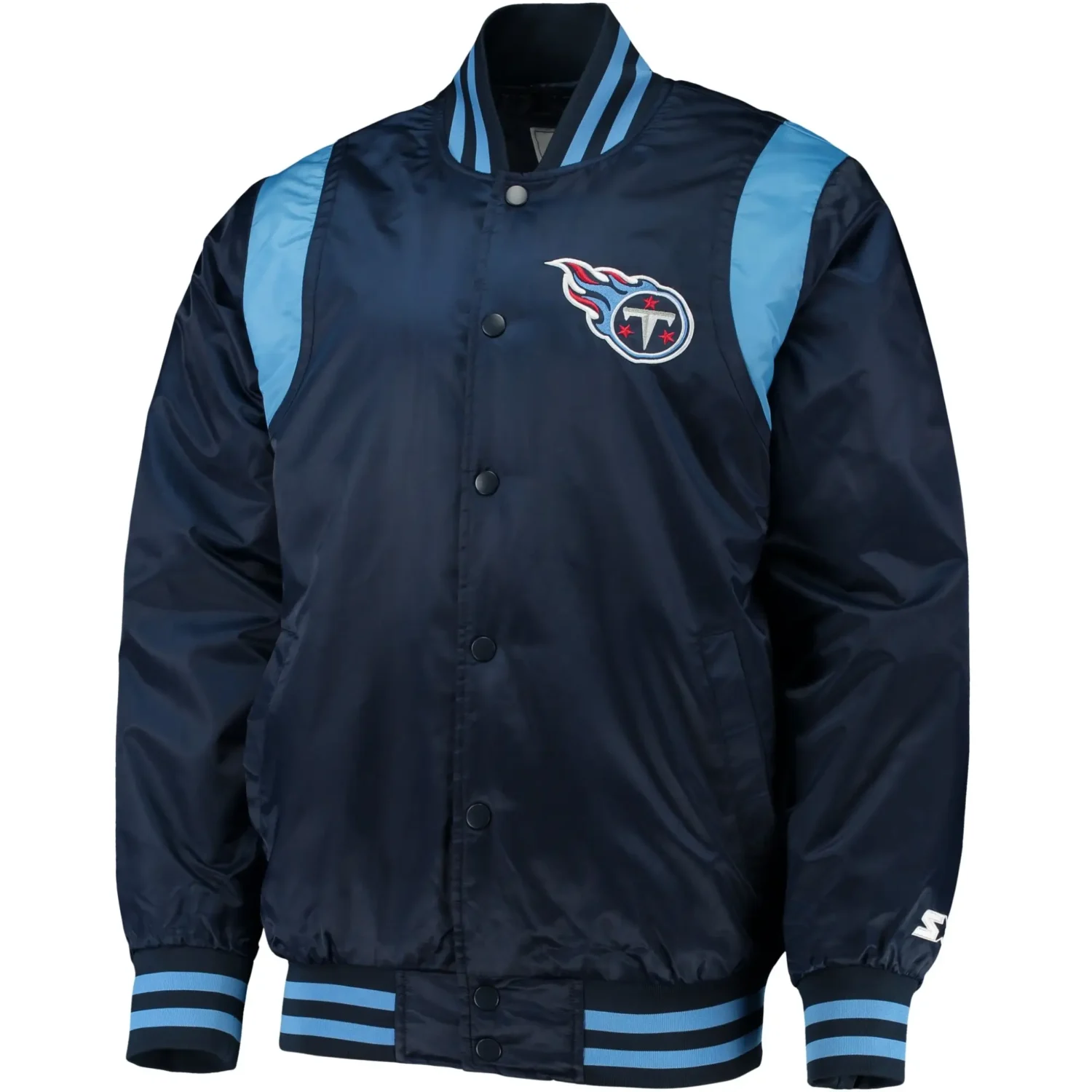 Tennessee Titans Starter Prime Time Twill Full Snap Satin Varsity Jacket team jacket 1