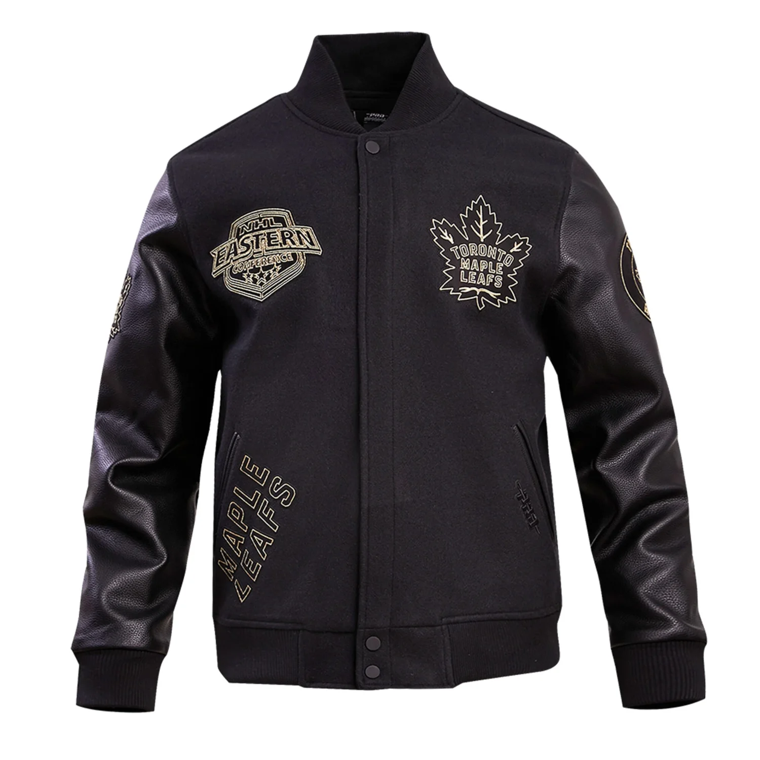 Toronto Maple Leafs Pro Standard Full Black Wool Leather Varsity Jacket TeamJacketShop