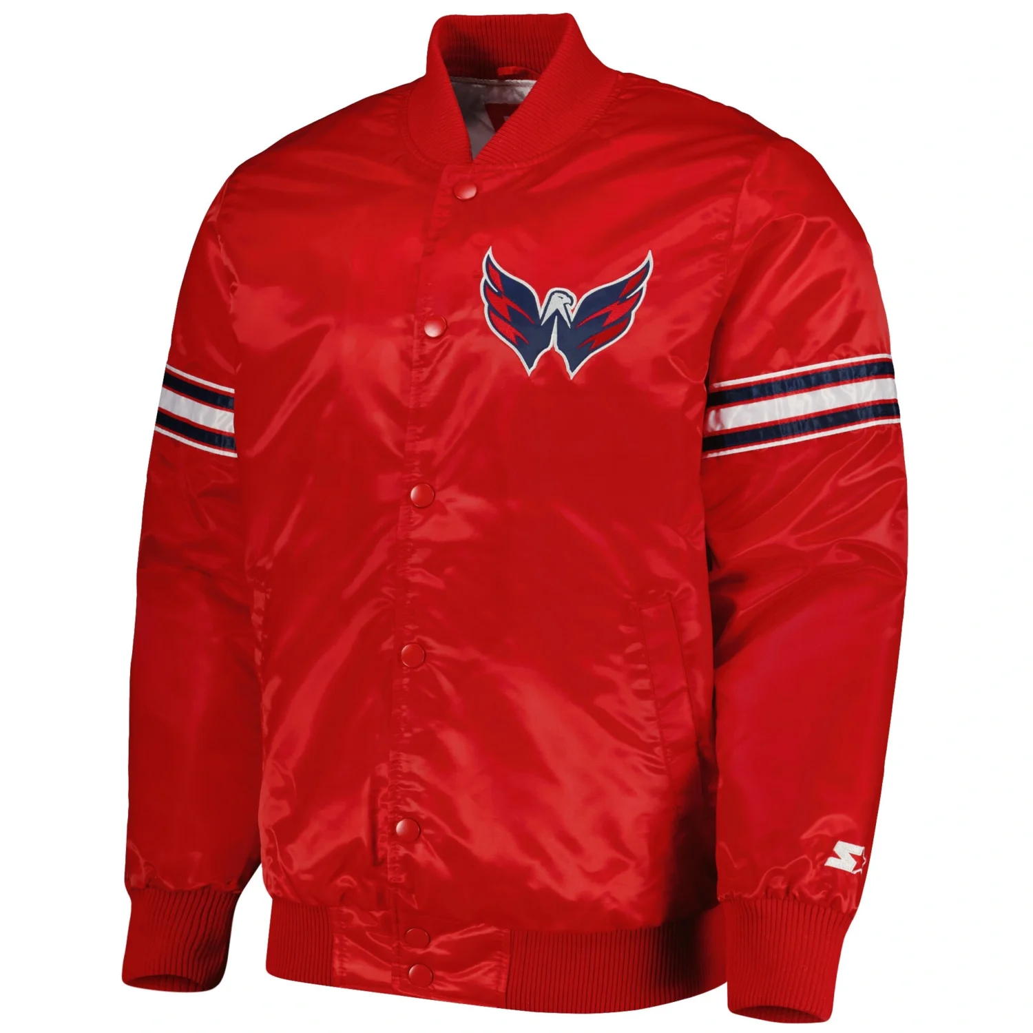 Washington Capitals Starter Red Pick Roll Satin Varsity Team Jacket 1