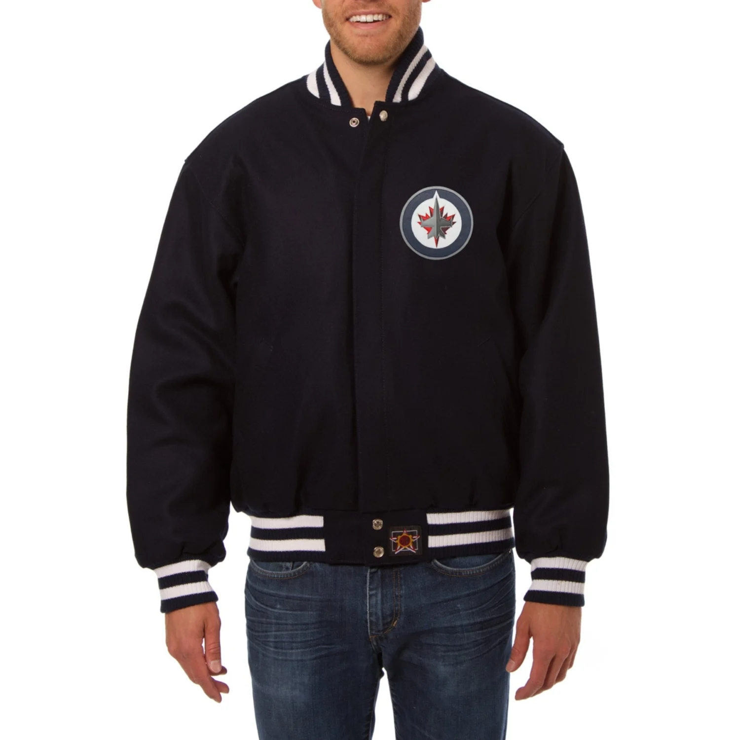 Winnipeg Jets One Color Black Wool Varsity Jacket 1