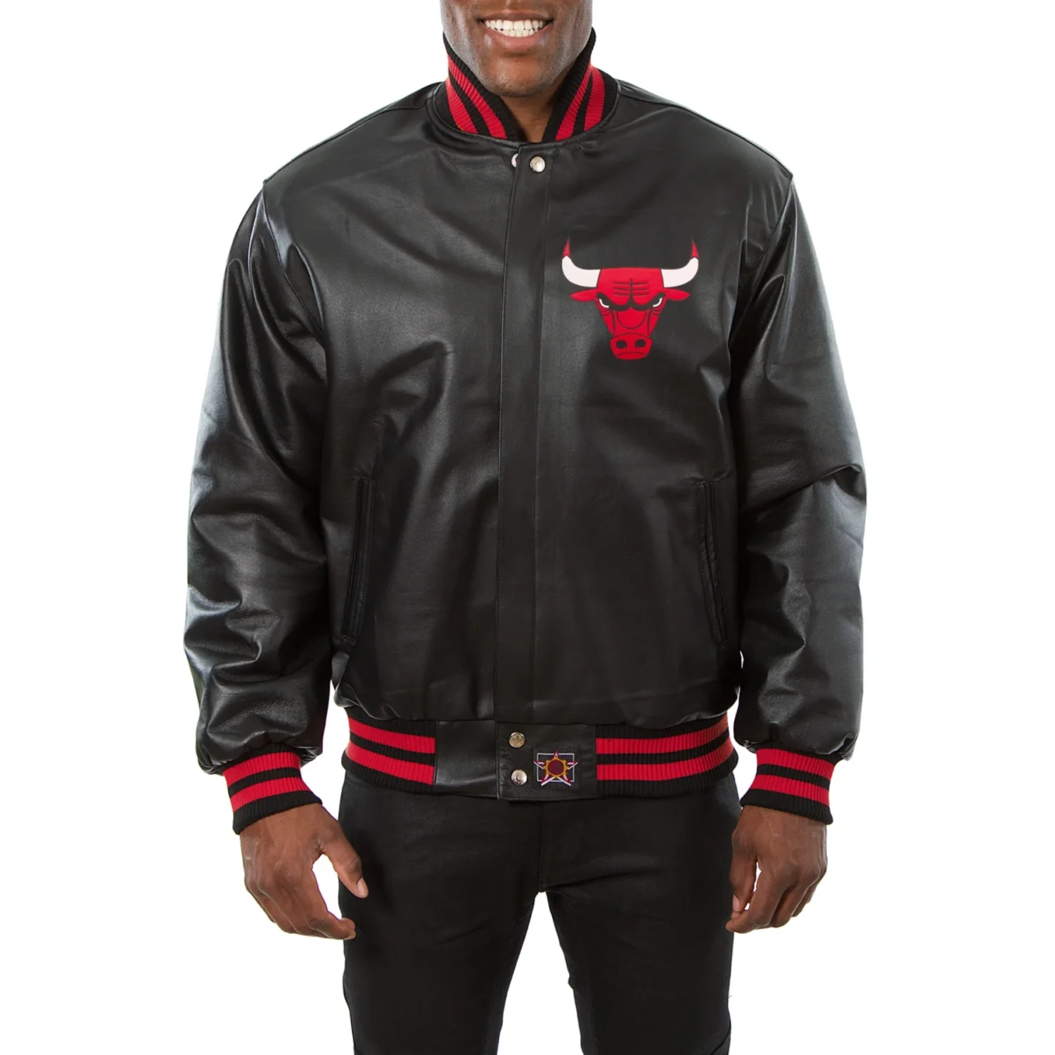 Chicago Bulls Full Real Leather Varsity Jacket Black TeamJacketShop