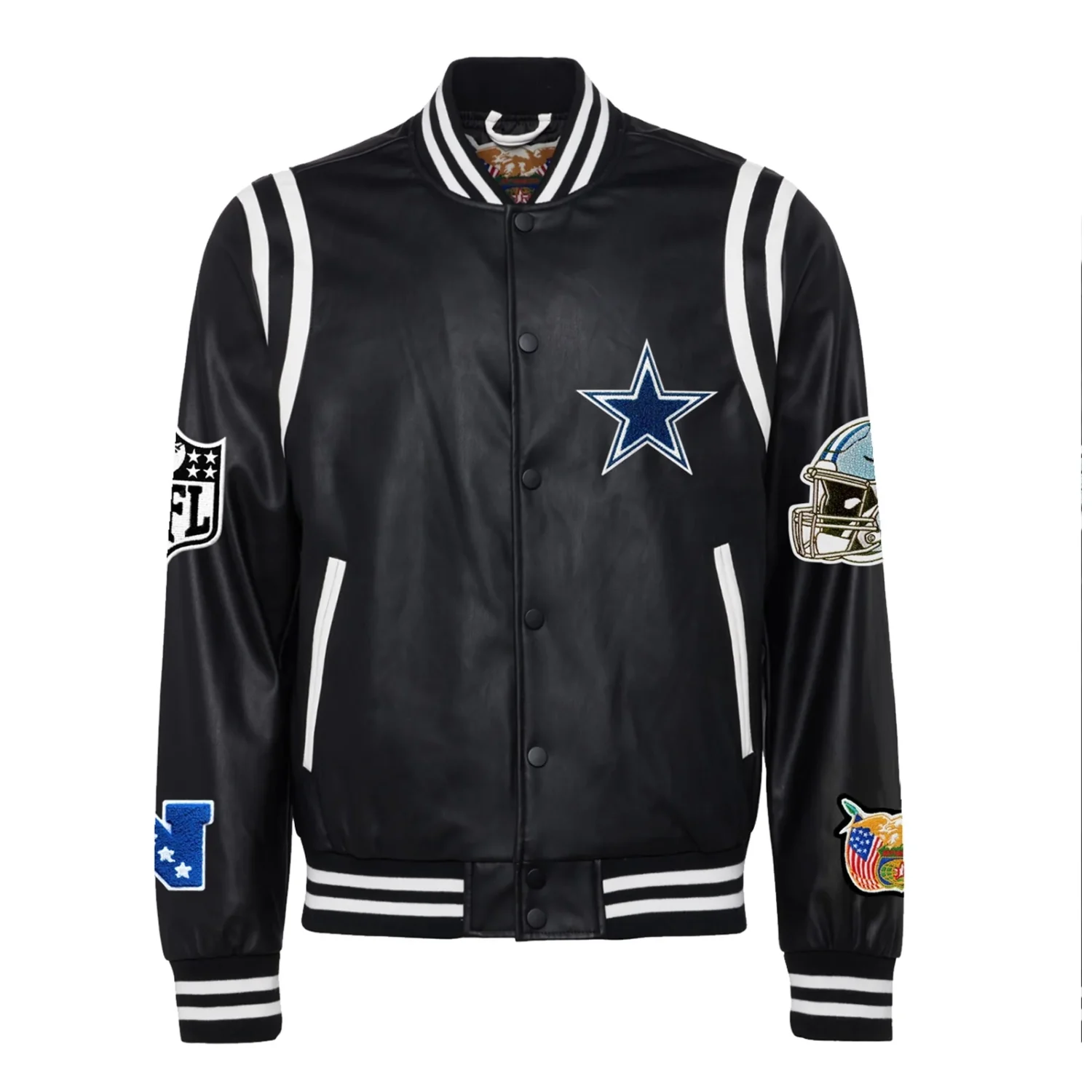 Dallas Cowboys Leather Varsity Jacket Black 1 (1)