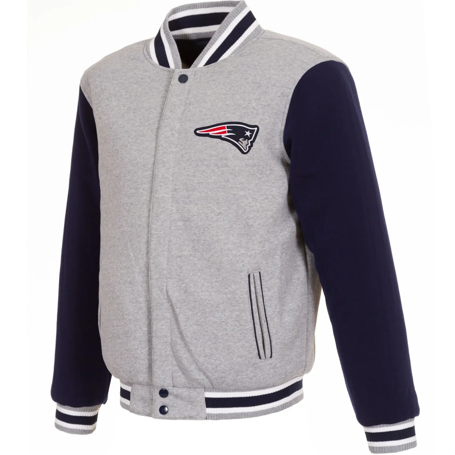 New England Patriots Wool Varsity Jacket Gray Navy 1 1