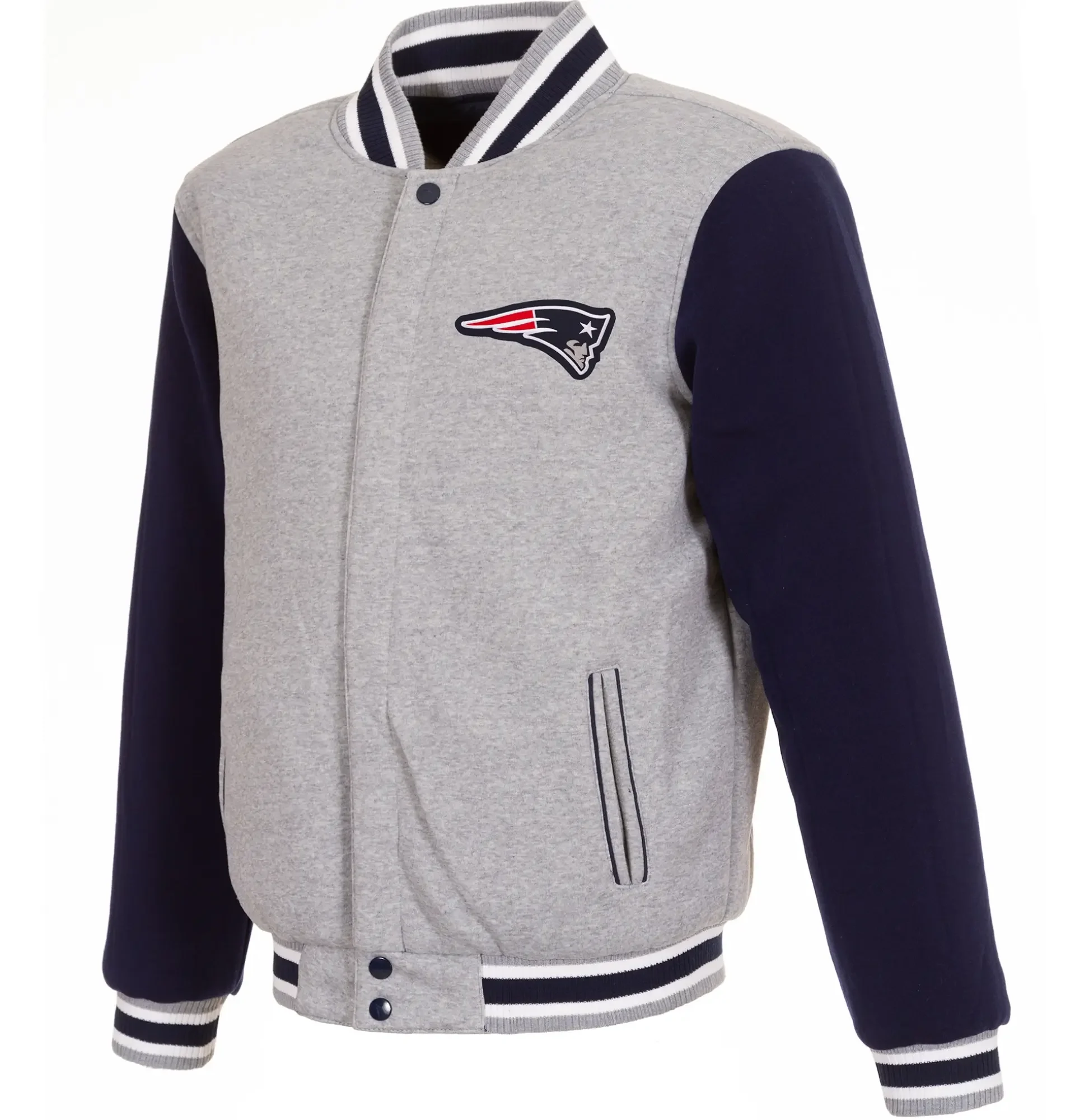 New England Patriots Wool Varsity Jacket Gray Navy 1 1