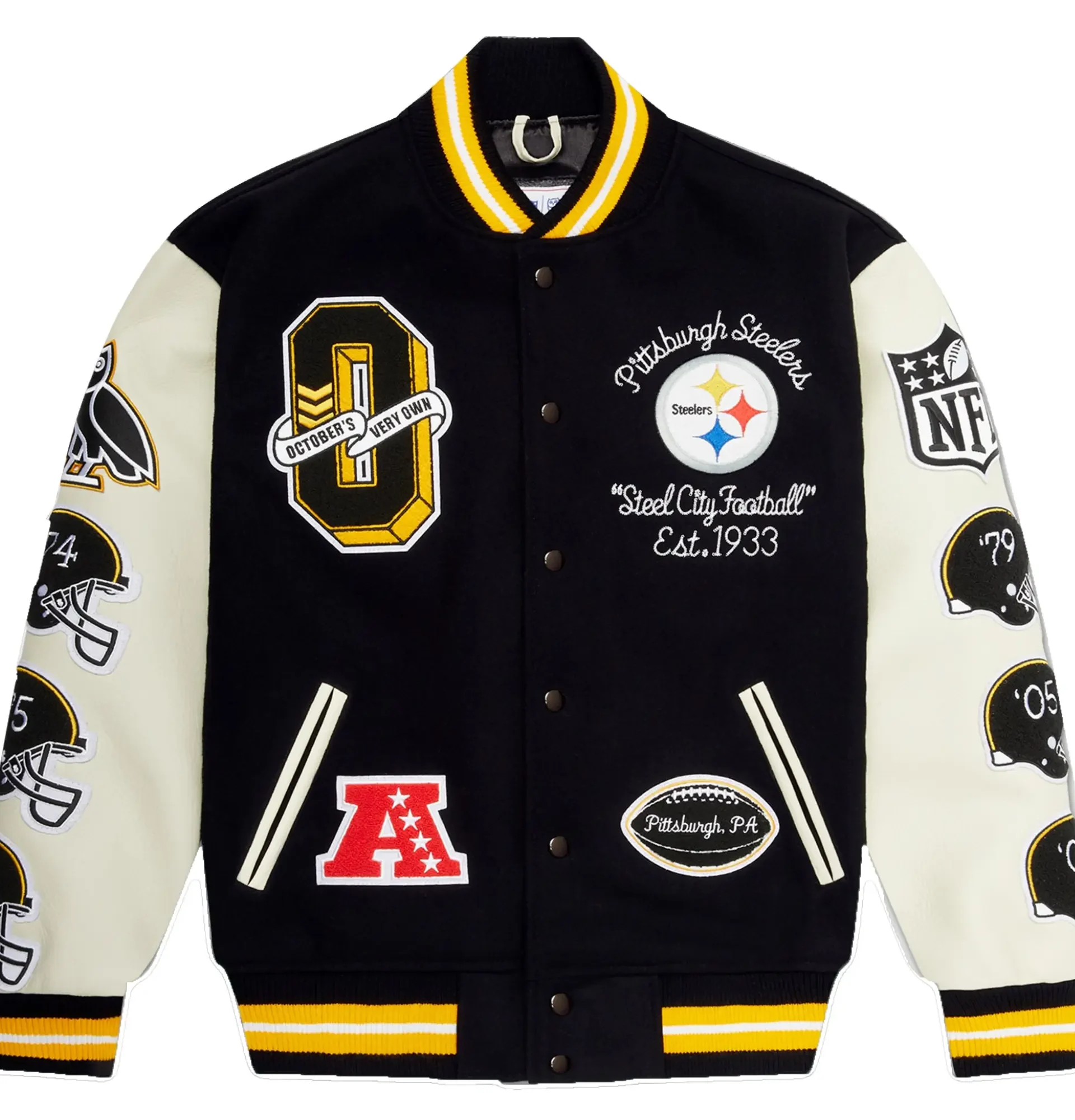 Pittsburgh Steelers OVO Wool Leather Varsity Jacket 1 1